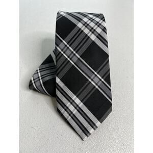 Nick Graham Black and White Plaid Pattern Handmade Designer Tie